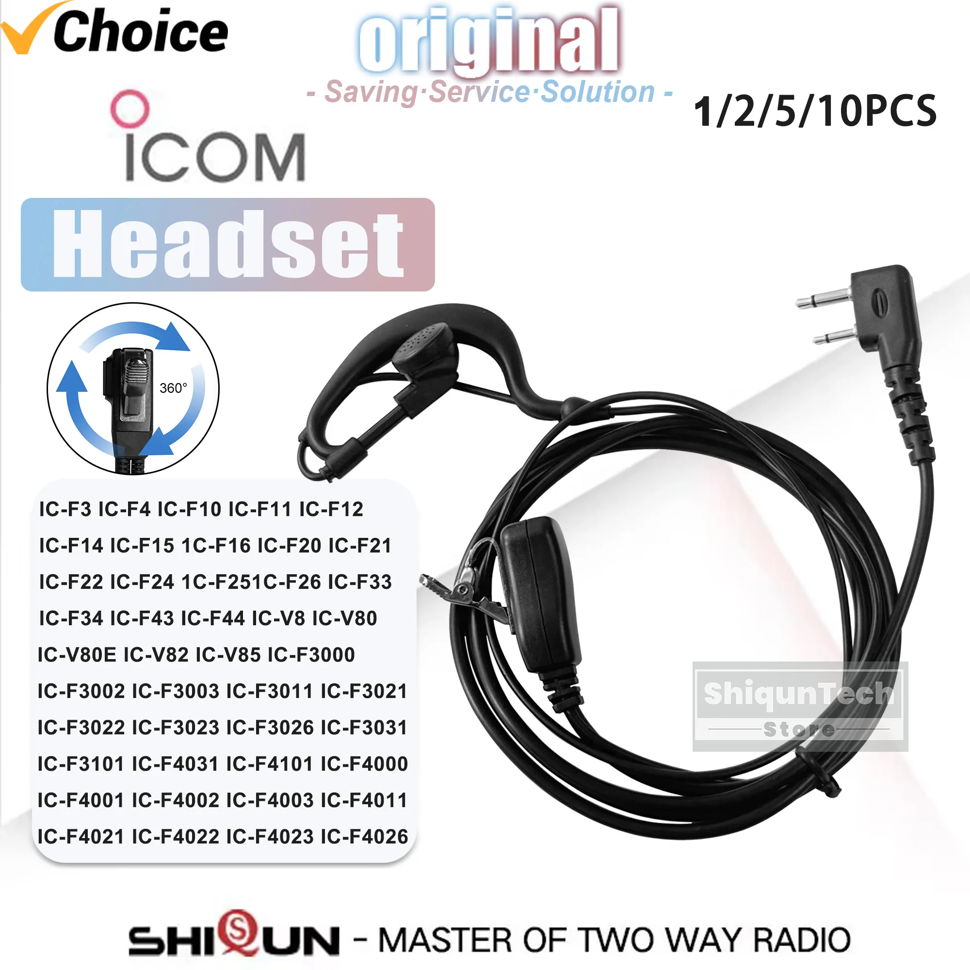 Earpiece For ICOM Two Way Radio IC-F22S Headset High Quality Compatible With IC-V85 IC-V82 Walkie Talkie Headphone With Mic PTT