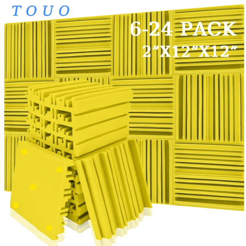 

TOUO 6 12 24 Pcs Acoustic Foams Panel Studio High Density Broadband Acoustic Soundproof Foam Bedroom Sound Absorbing Material