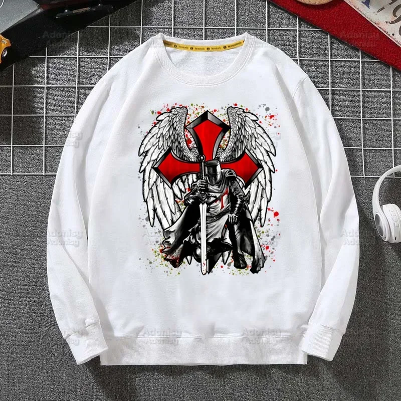 

Medieval Knights Templar Men Hoodie Autumn Hip Hop Streetwear Men Pullover Sweatshirts Hoodies Mens White Color Hoodie Male