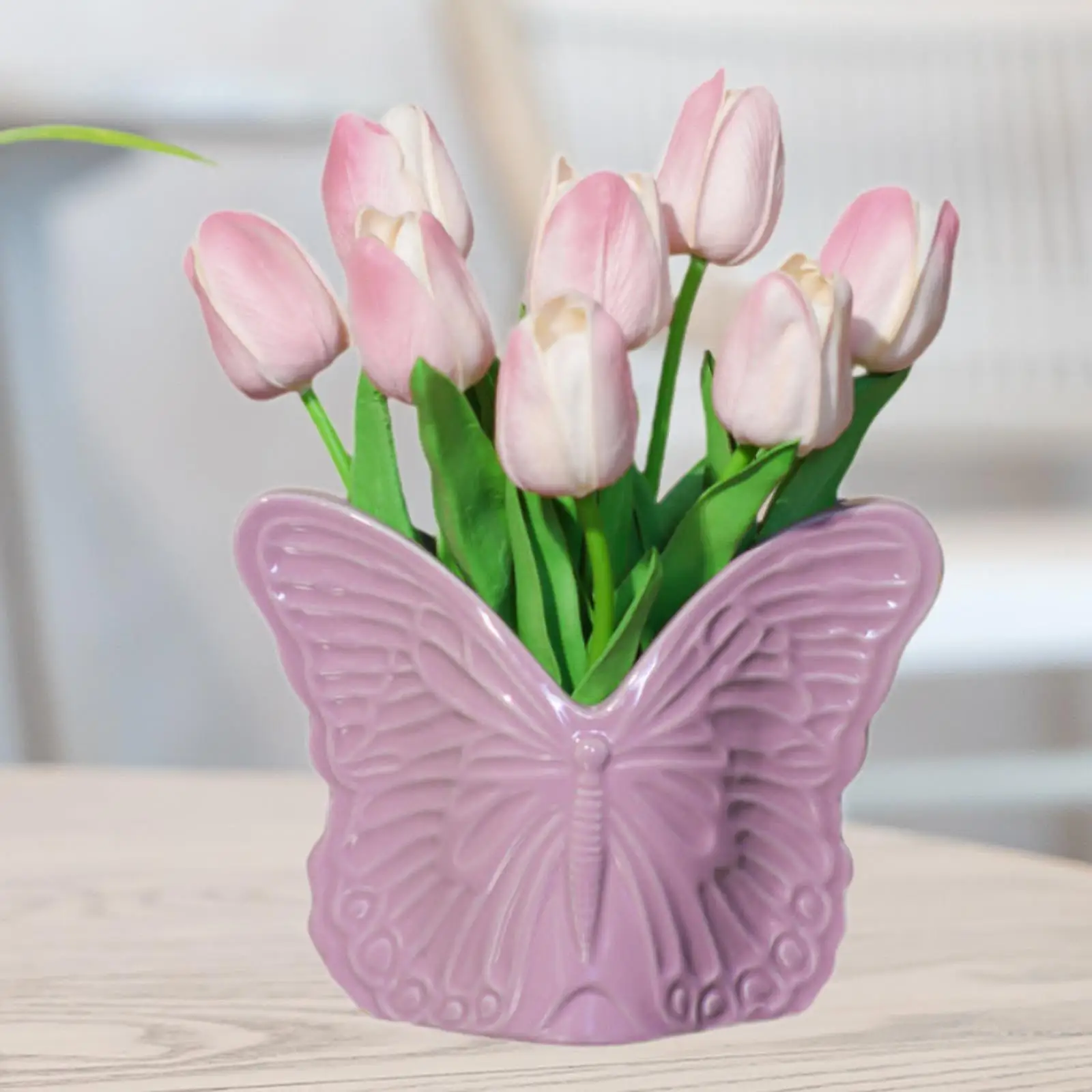 مزهرية على شكل فراشة، ترتيب الأزهار، مجموعة النحت، مزهرية زخرفية حرفية، مزهرية على الطاولة لخزانة الكتب، سطح المكتب المنزلي #3