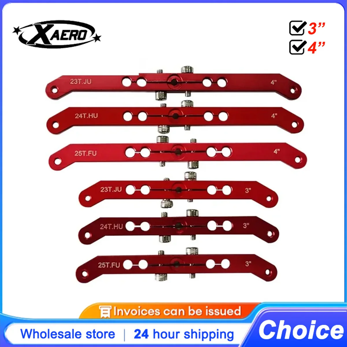 XAERO Servo clacson in alluminio CNC 23T/24T/25T per parti di aeroplani RC JR Hitec Futaba a doppio braccio 3-4"