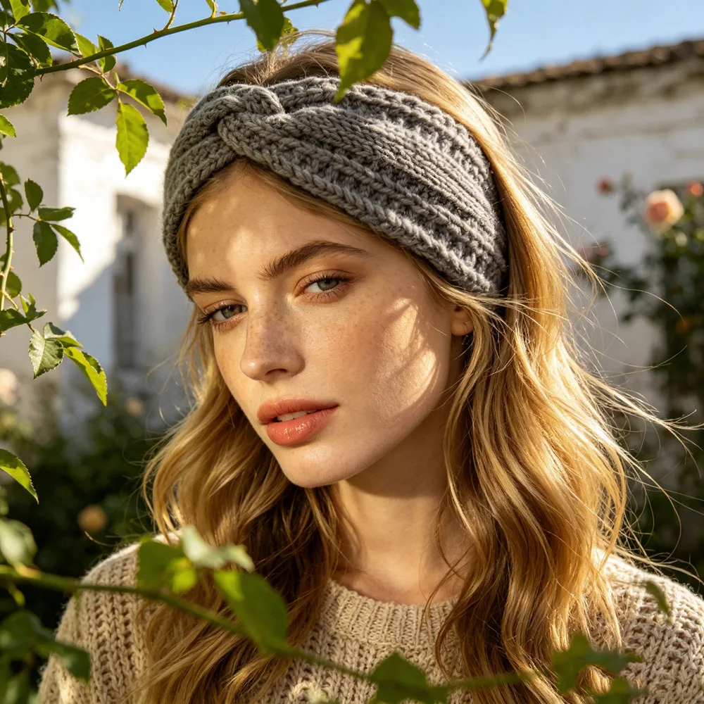 2026 NEW Autumn Winter Cross Knot Knitting Headband For Women Elegant Retro Knitted Hairbands Ear Warmers Outdoor Sport Headwrap