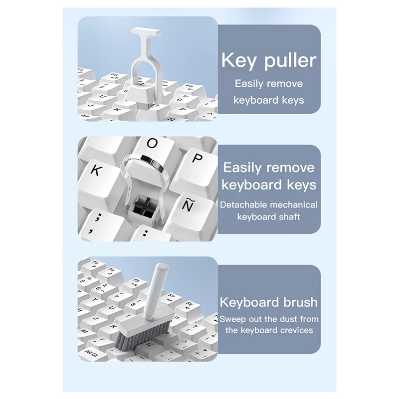 T24C 22-In-1 Set Pembersih Bantalan Keyboard Komputer, Set Alat Pembersih Multifungsi untuk Bantalan Pembersih Keyboard Notebook
