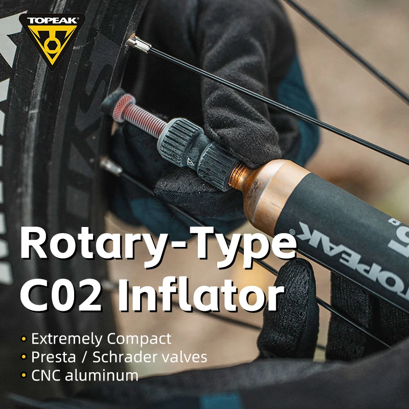 

TOPEAK TNAB-1 Bicycle Tire Inflator CO2 Pump CNC Aluminum Alloy Presta and Schrader Valves Bike Tire Pump Fit 16g＆25g Cartridge