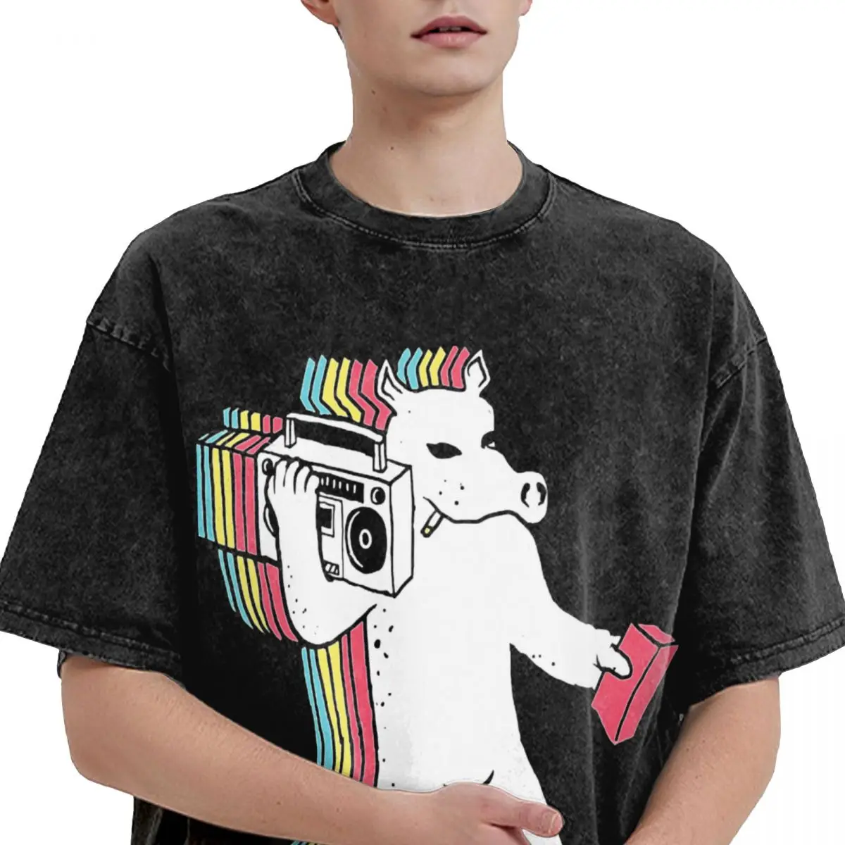 تي شيرت كواسيموتو للرجال والنساء ، قطن ، تي شيرت رسومات هاراجاو ، عذاب Mf ، ملابس شارع مغسولة ، موضة