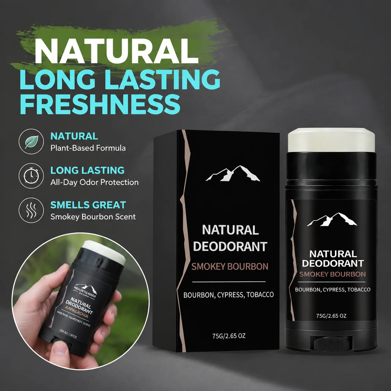 Men Deodorant Stick Long Lasting Odor Protection & Sweat Control Keep Skin Refresh Non Greasy Woody Tobacco Scented Deodorant