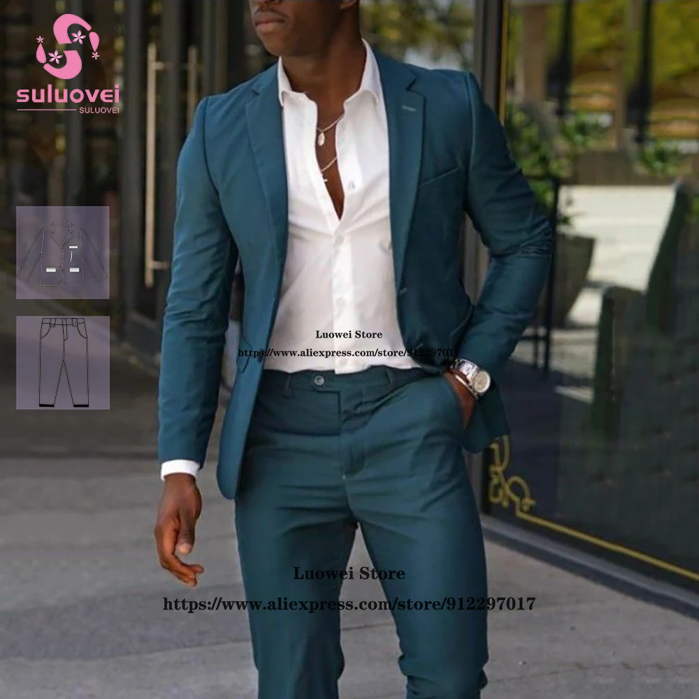 

Elegant African Groom Suits For Men Slim Fit 2 Piece Pants Set Formal Wedding Dinner Prom Tuxedo Blazer Traje De Hombre Elegante