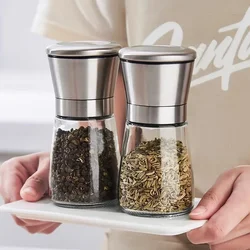 Black Pepper Grinder 304 Stainless Steel Manual Spice Grinder Medium Solid Particles Grindor Household Seasoning Bottle Gadget
