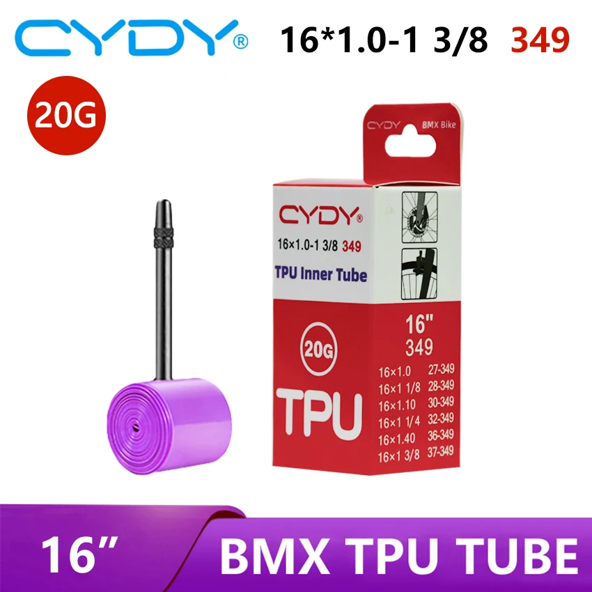 CYDY bicicleta TPU tubo interior 16 "349 16x1,0 1 1/8 1,10 1 1/40 1 3/8 pulgadas válvula 45mm/65mm cámara de neumático BMX bicicleta neumático penu piezas 20G