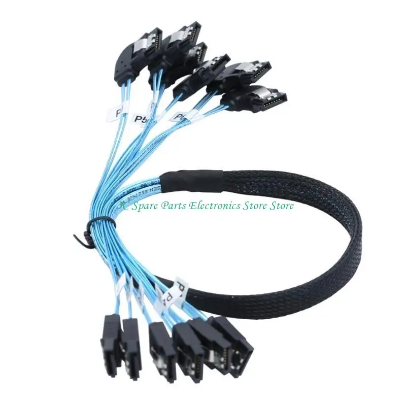 SZ Efficient SAS4.0 6SATA to 6SATA 7PIN Data Server RAIDs Cable for SSDs and RAIDs Configuration 500m OhmMinimum Impedances