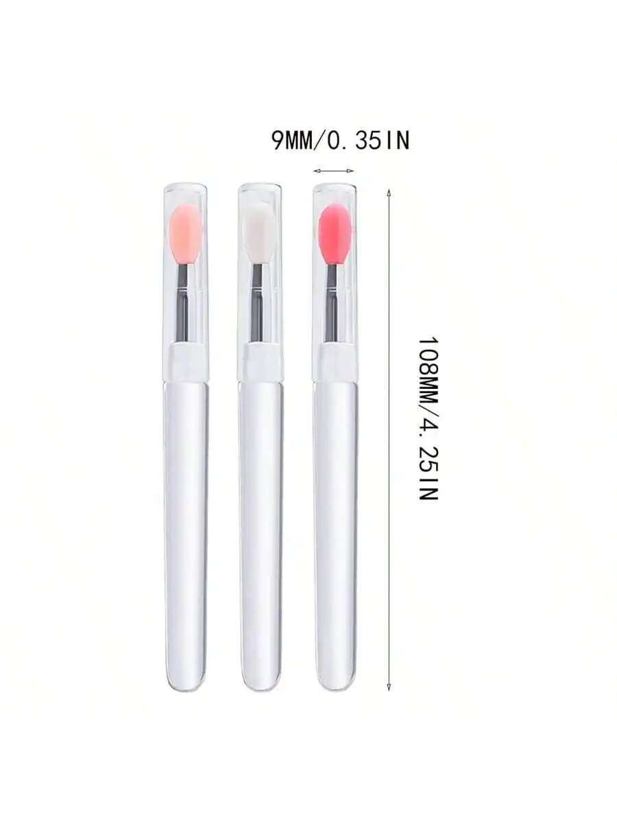 1 pieza de pincel de silicona para labios, pincel para lápiz labial, máscara de labios, pincel para esmalte de labios, palo para frotar con cubierta, higiénico y limpio, portátil, adecuado