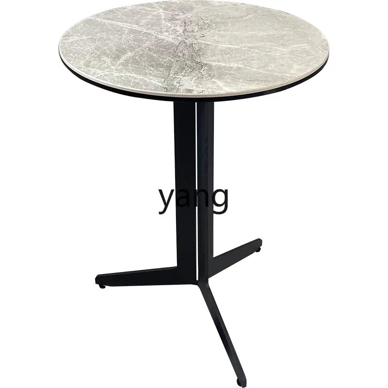 

YJQ light luxury rock slab creative minimalist sofa side table modern living room corner mobile round table