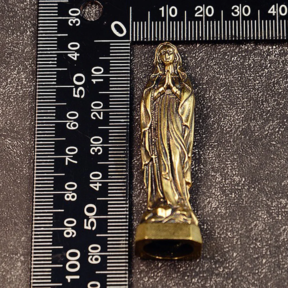 Brass Virgin Mary Figurines Portable Mini Vintage Style Religious Holy Mother Sculpture Collectibles Crafts Ornaments Home Decor
