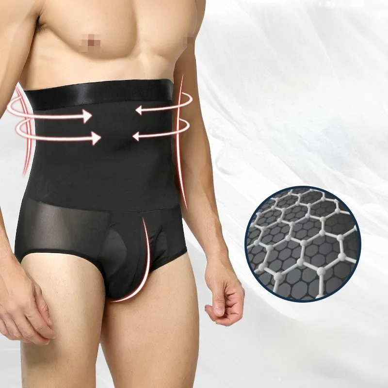 

Men's Mesh Abdomen Underwear Shapewear Body Sculpting Convex Pouch Briefs Control Beer Belly High Waist Male Breathable Panties