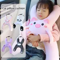 1 Juego de almohada bonita de dibujos animados para coche, almohada para dormir montada en coche para niños, reposacabezas extraíble, cómodo y transpirable, soporte Lumbar