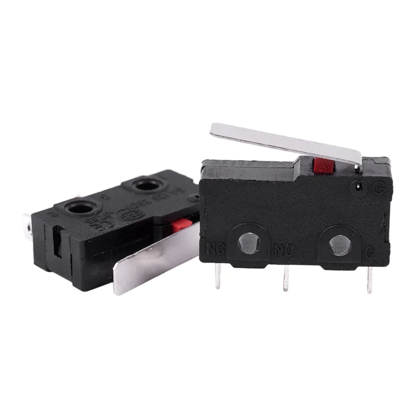 A003 80 Uds AC 125V 250V 5A SPDT interruptor de límite Micro de plástico momentáneo de 3 pines negro + plata