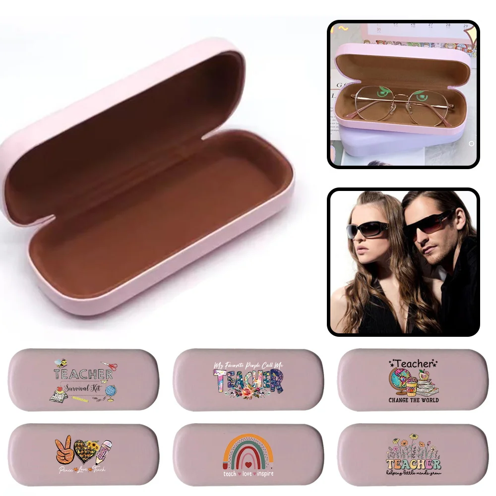 

Portable PU Shell Eyeglasses Case Advanced Anti Pressure Sunglasses Organizer Protection Case Fashion Box Teacher Pattern