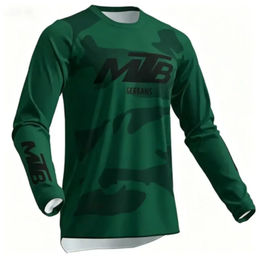 Family Matching Long Sleeve MTB Cycling Jersey, Neon Camo Motocross MX Top, Breathable Off-Road Racing Riding Shirt, Outdoor - view 5