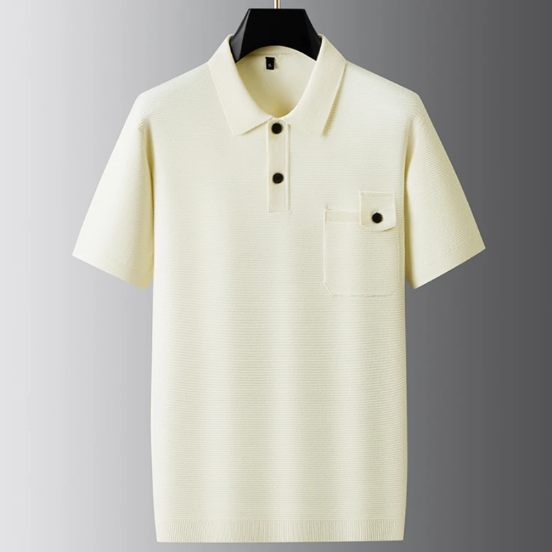 เสื้อสเวตเตอร์ผู้ชาย 8XL 7XL 6XL รุ่นใหม่ประจำปี 2025 สำหรับฤดูใบไม้ร่วง ดีไซน์หรูหรา แขนสั้น ปกเสื้อเชิ้ต มีกระเป๋า สไตล์ลำลอง