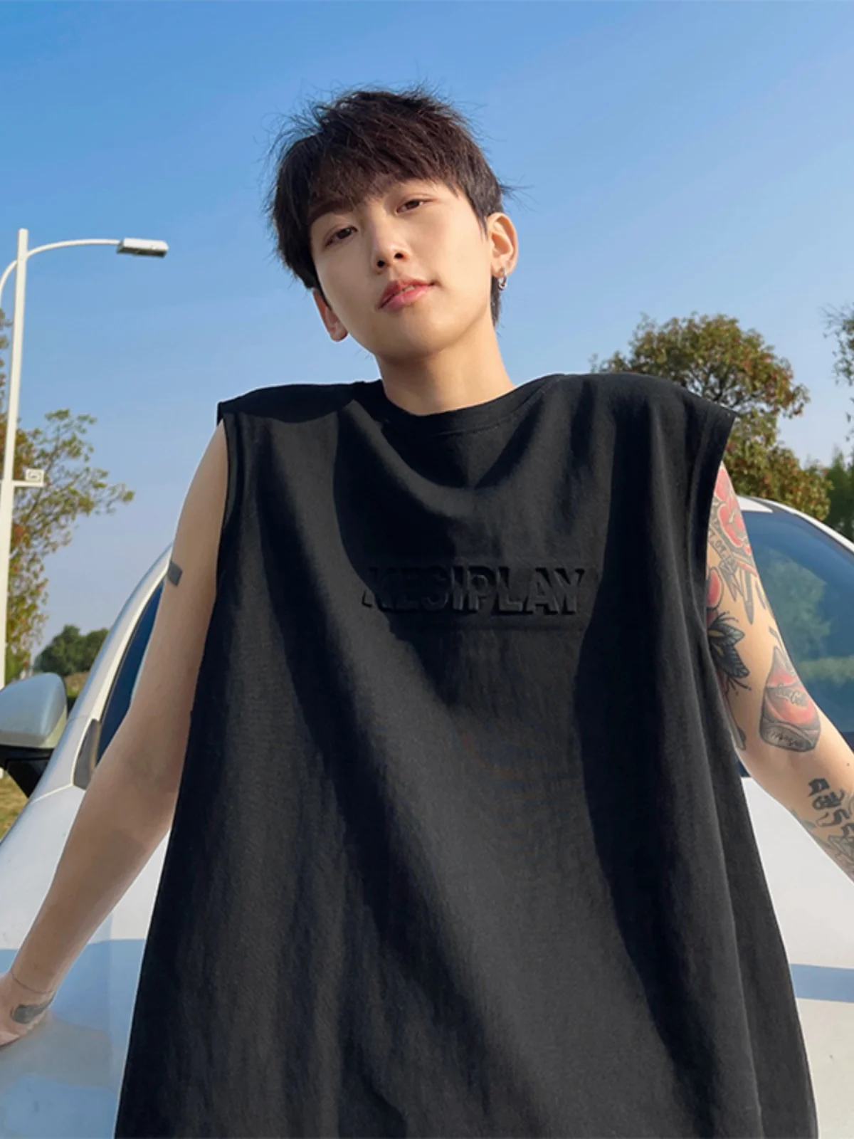 

American Sle ort Sve Vest Men's Summer Pure Cotton Svel Tank Top Heavyweight Youth Baskeall orm Trendy Brand