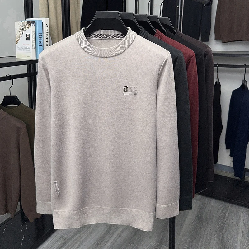 

high-end brand knitted men's sweater autumn winter soft skin friendly comfort letter embossed long sleeve round neck pullover