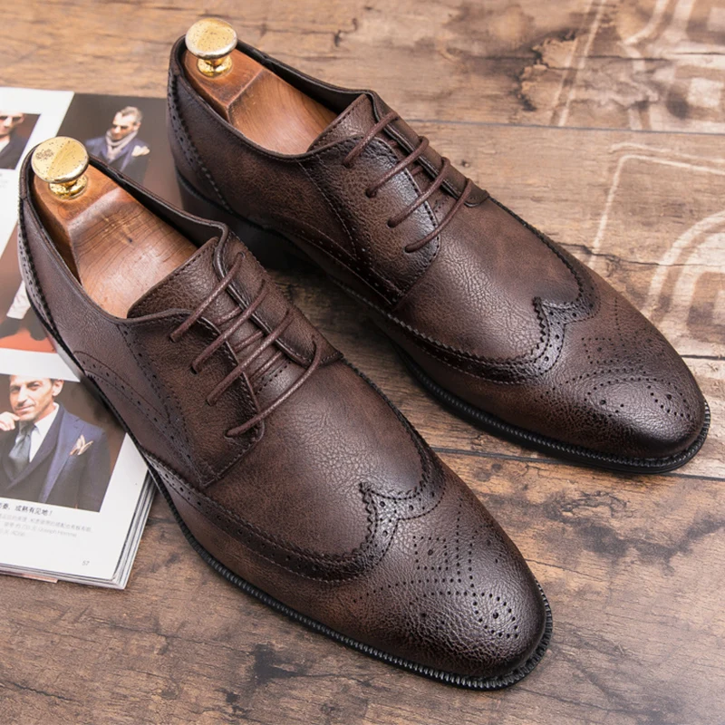 

Men's Dress Shoes High Quality Oxford Leather Shoes Men Classic Casual Business Brogues Leahter Shoes Men Wedding Formal Shoes
