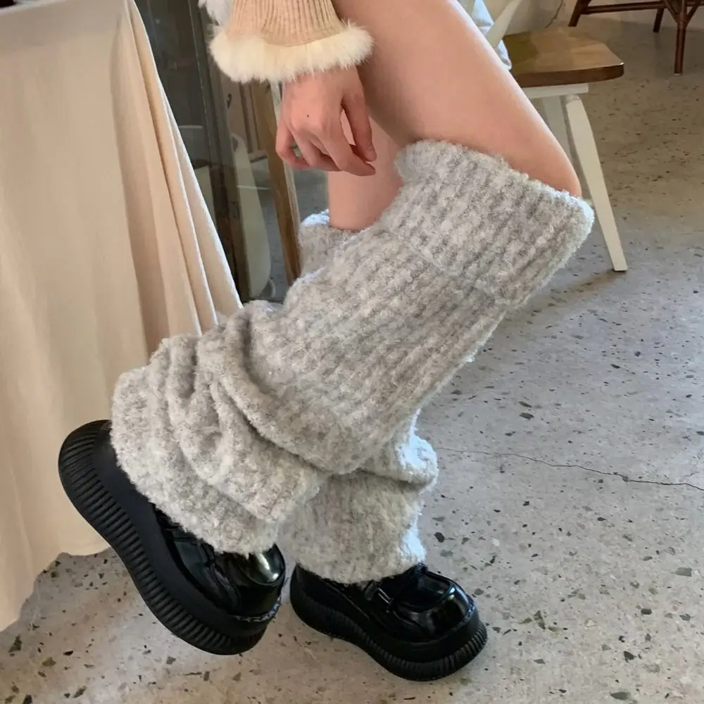 

Harajuku Thick Warm Winter Leg Warmers Y2K Foot Cover Plush Leg Socks Kawaii Lolita JK Knit Long Stockings Spicy Girls