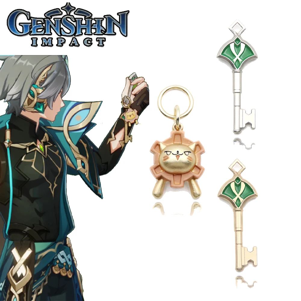 Game Genshin Impact Alhaitham Kaveh Key Keychain Sumeru Kaveh Al Haitham Lion Key Set Keyring Cosplay Accessory Jewelry