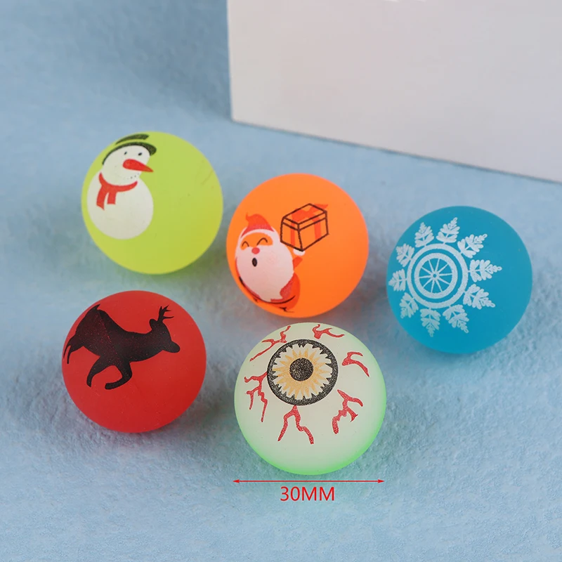 10Pcs Glow In The Dark Eyeball 32MM Bouncy Ball Halloween Supplies Toys Horror Luminous Ball Kids Toys Gift