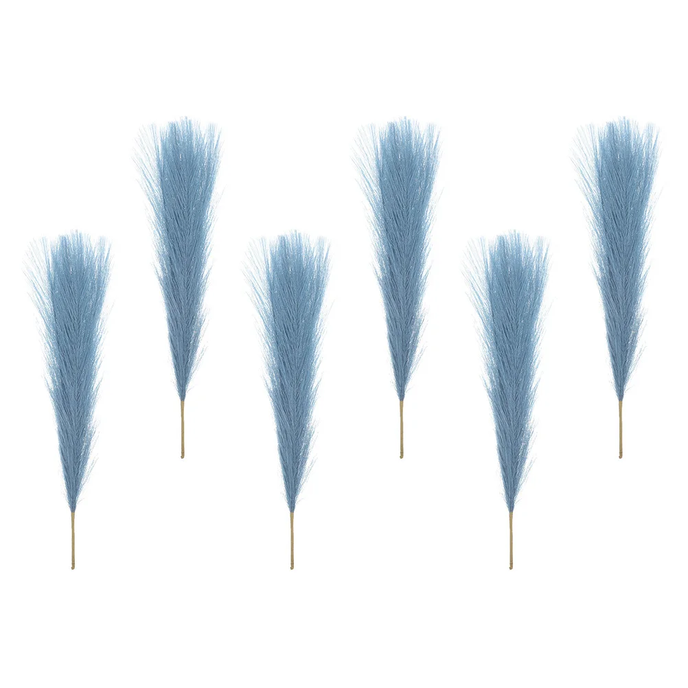 

6Pcs Faux Pampasgrass Artificial Stems Reed Bouquet Decorative Vase Filler for Home Wedding Party DIY Arrangement