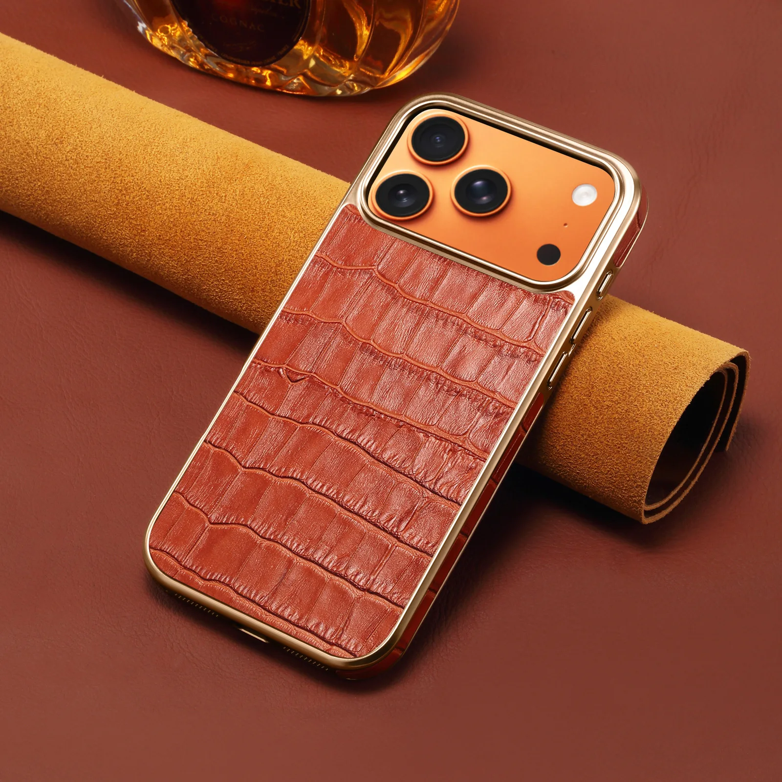 Luxury Crocodile Texture Leather Phone Case For iPhone 18 17 15 Pro Max 16 Plus Magnetic Wireless Charging Shockproof Back Cover