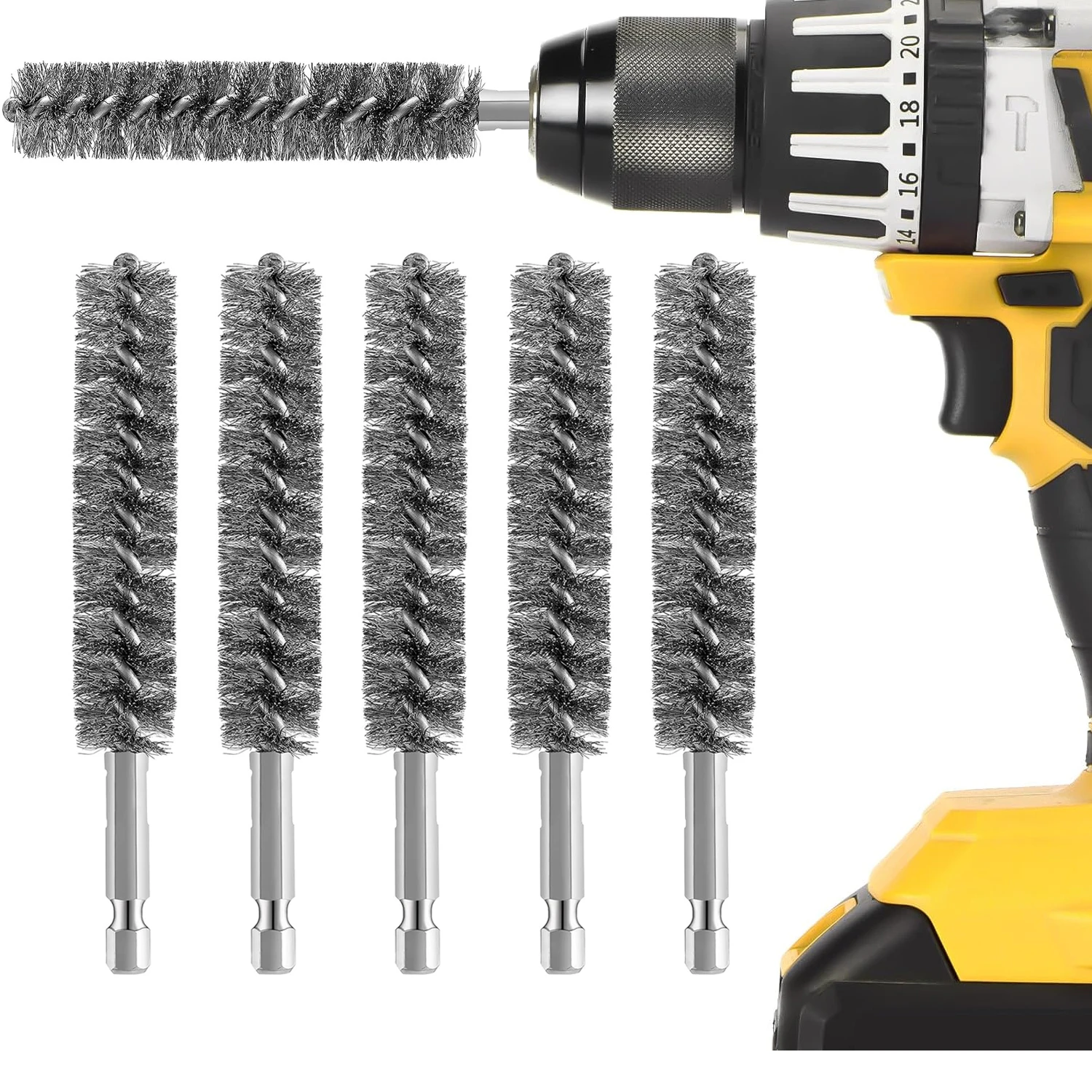 Pipe Brush 1/4 Inch Gun Brush 304 Stainless Steel Deburring Hexagonal Bar Wire Brush