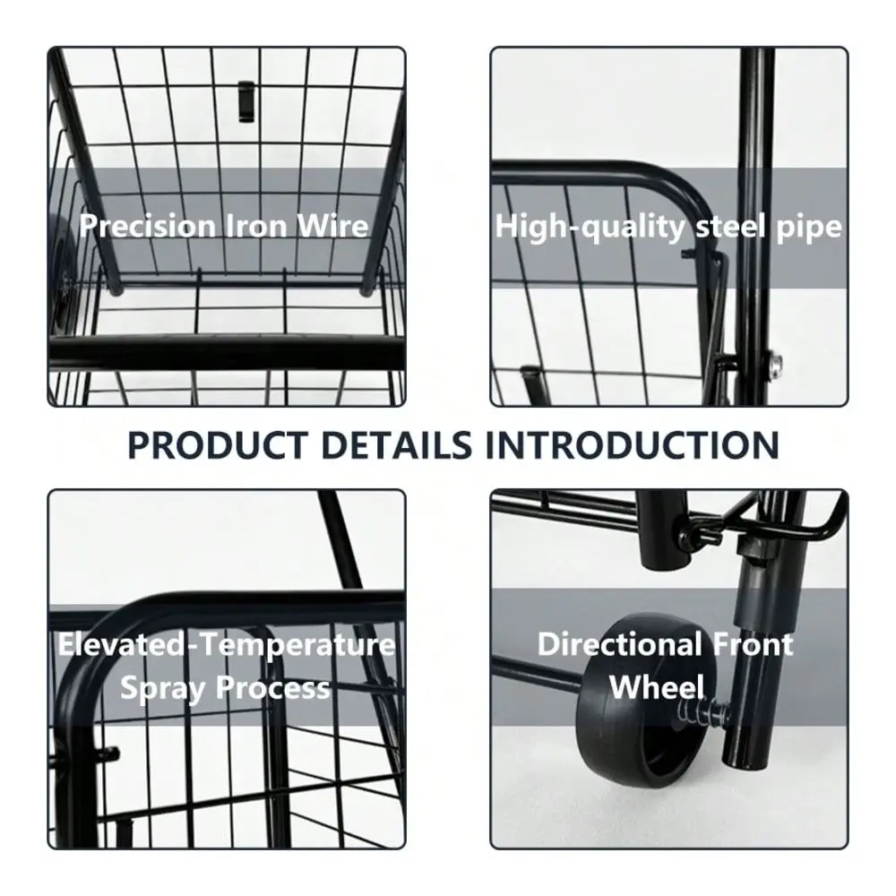 

Folding Shopping Carts With 360 Rolling Swivel Wheels,Foam Armrests Trolley For Grocery,Laundry Basket,Outdoor Camping,Large Ca