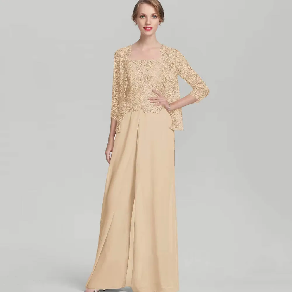 Customized Vintage Mother of Bride Dresses Jumpsuit Lace Bride Tank Formal Occasion Gown Applique Robes Wedding Party Dresses