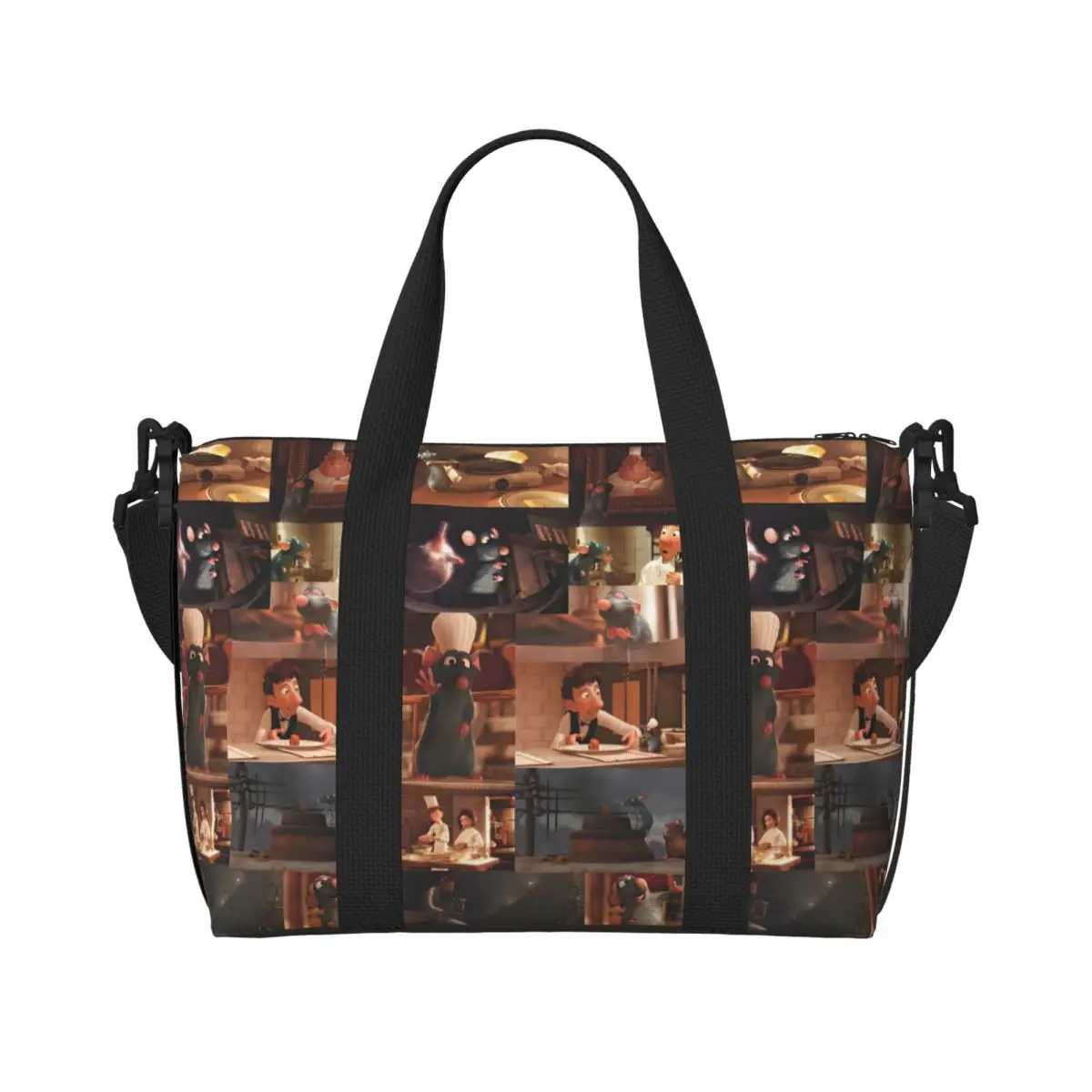 

Большая сумка-тоут Рататуй на заказ, женская анимационная сумка для покупок, пляжная дорожная сумка для спортзала