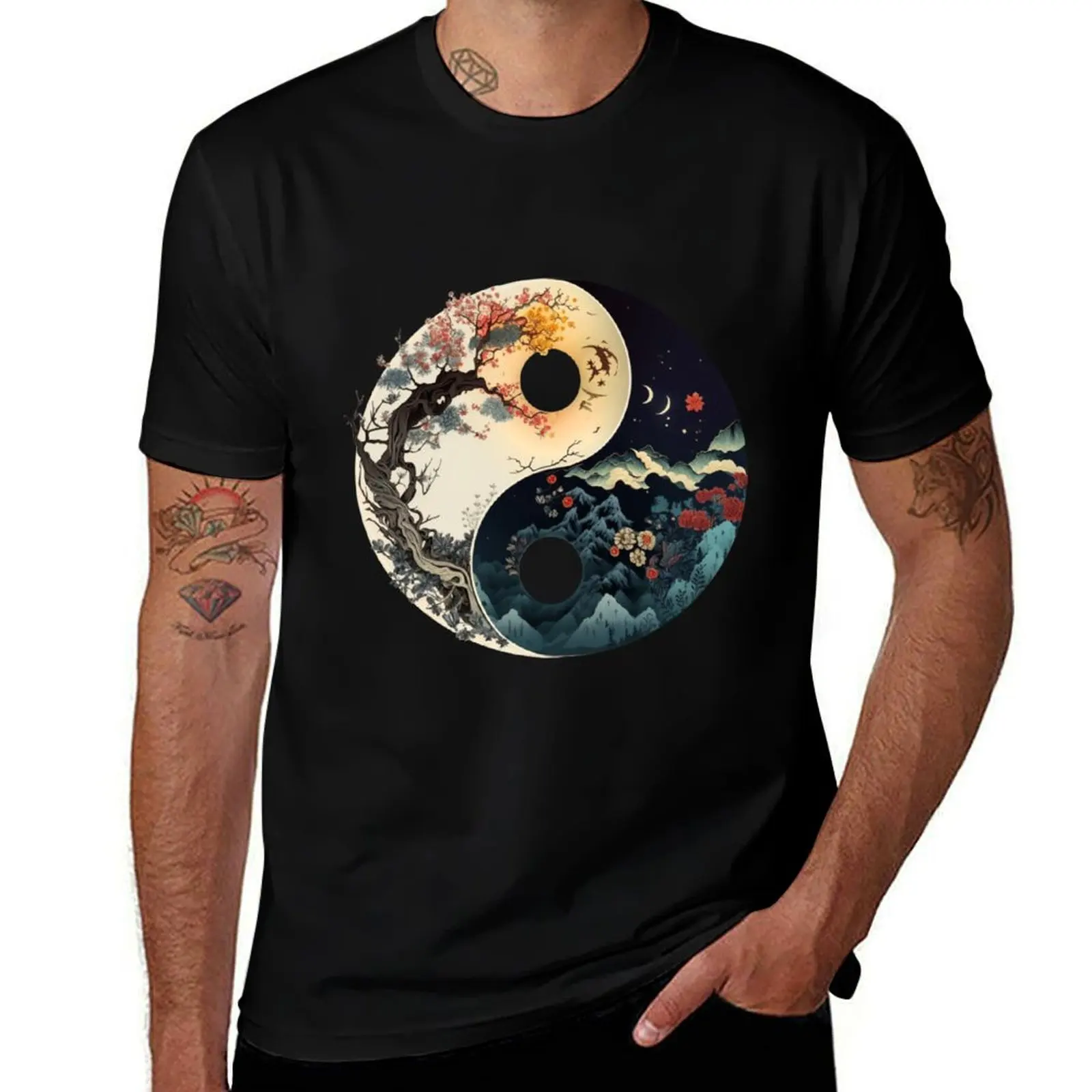 

Yin Yang - Mountains and Forest T-Shirt t shirts for man slim fit man graphic t shirt t shirt man casual T-Shirt