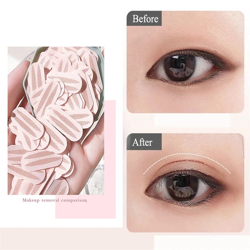 100Pairs Mesh Double Eyelid Paste Invisible Natural Matte No Trace Big Eyes Lift Lace Strips Self-adhesive Double Eye Tools