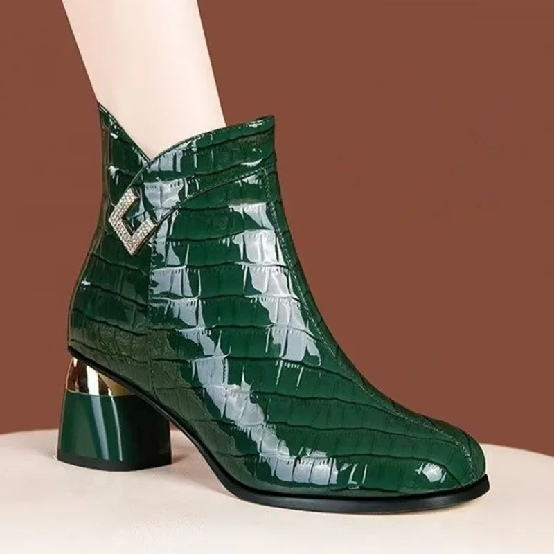 Botines De Mujer, Botas cortas con plataforma De tacón grueso, zapatos De Mujer a la moda De otoño para Mujer, zapatos De trabajo con hebilla De cinturón Retro, Botas De Mujer