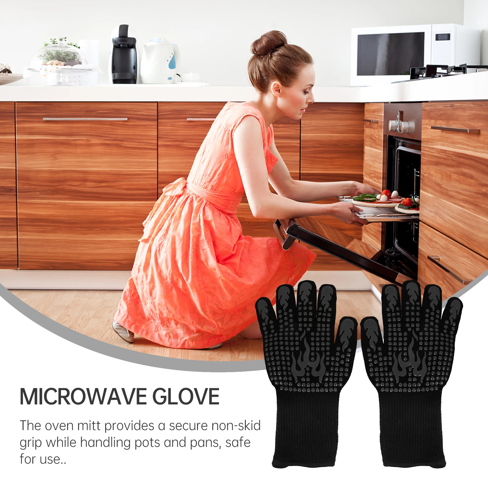 

Insulated Silicone Gloves Grill Bbq Oven Fireproof for Grilling Polyester Cotton Barbecue Kitchen
