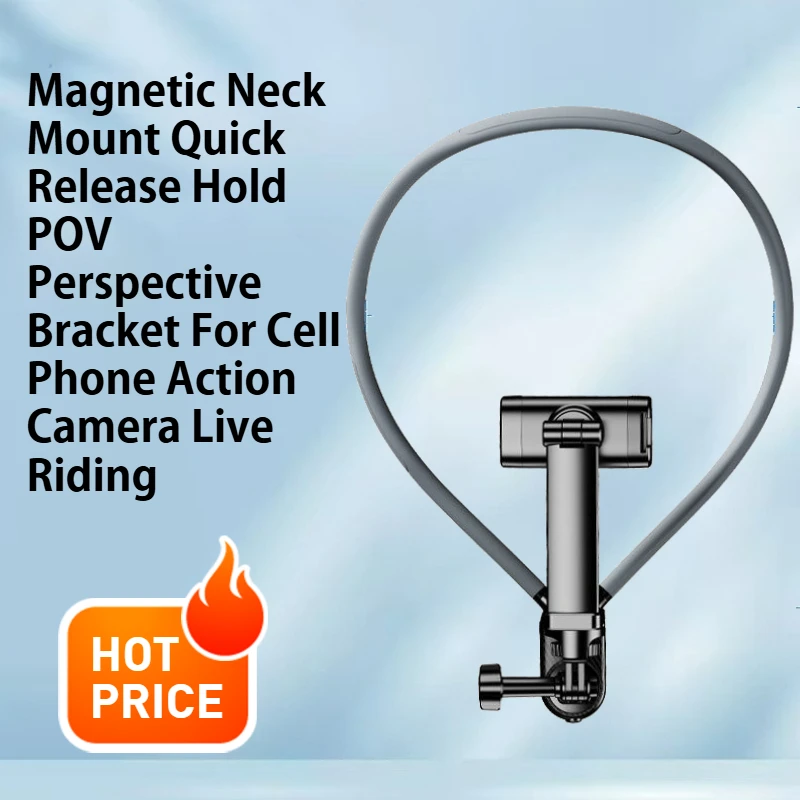 

Magnetic Neck Mount Quick Release Hold POV Perspective Bracket For Cell Phone Action Camera Live Riding