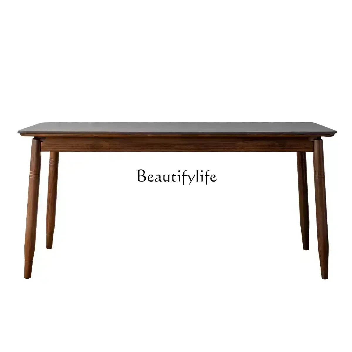 

Household small apartment Nordic black walnut solid wood rectangular dining table