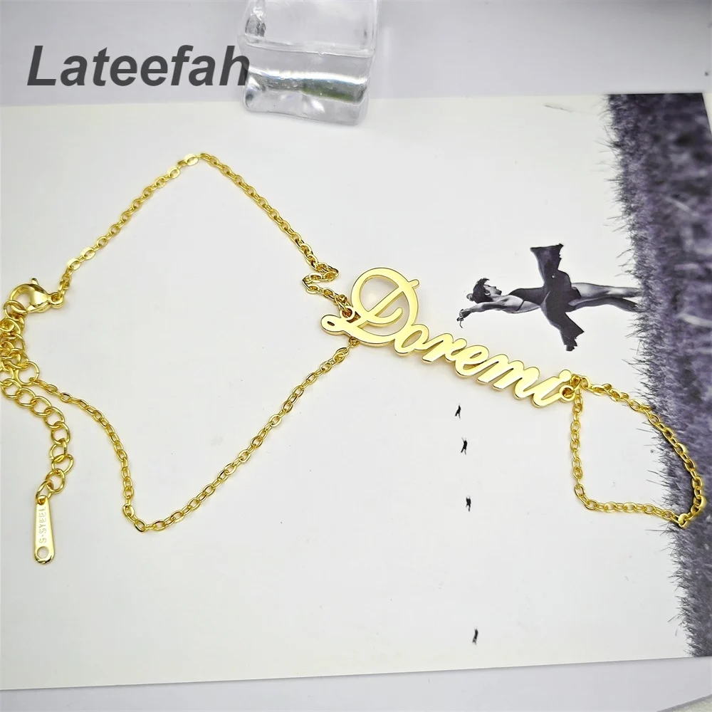 Lateefah Double Chain Custom Name Bracelet Girls Party Cable Chain Stainless Steel Bracelet Chains Personalized Jewelry