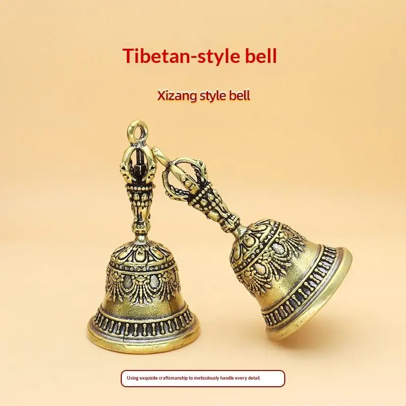 Vintage Solid Brass Bell With Intricate Carved Details And Crisp Sound Perfect For Meditation Home Altar Spiritual Practices