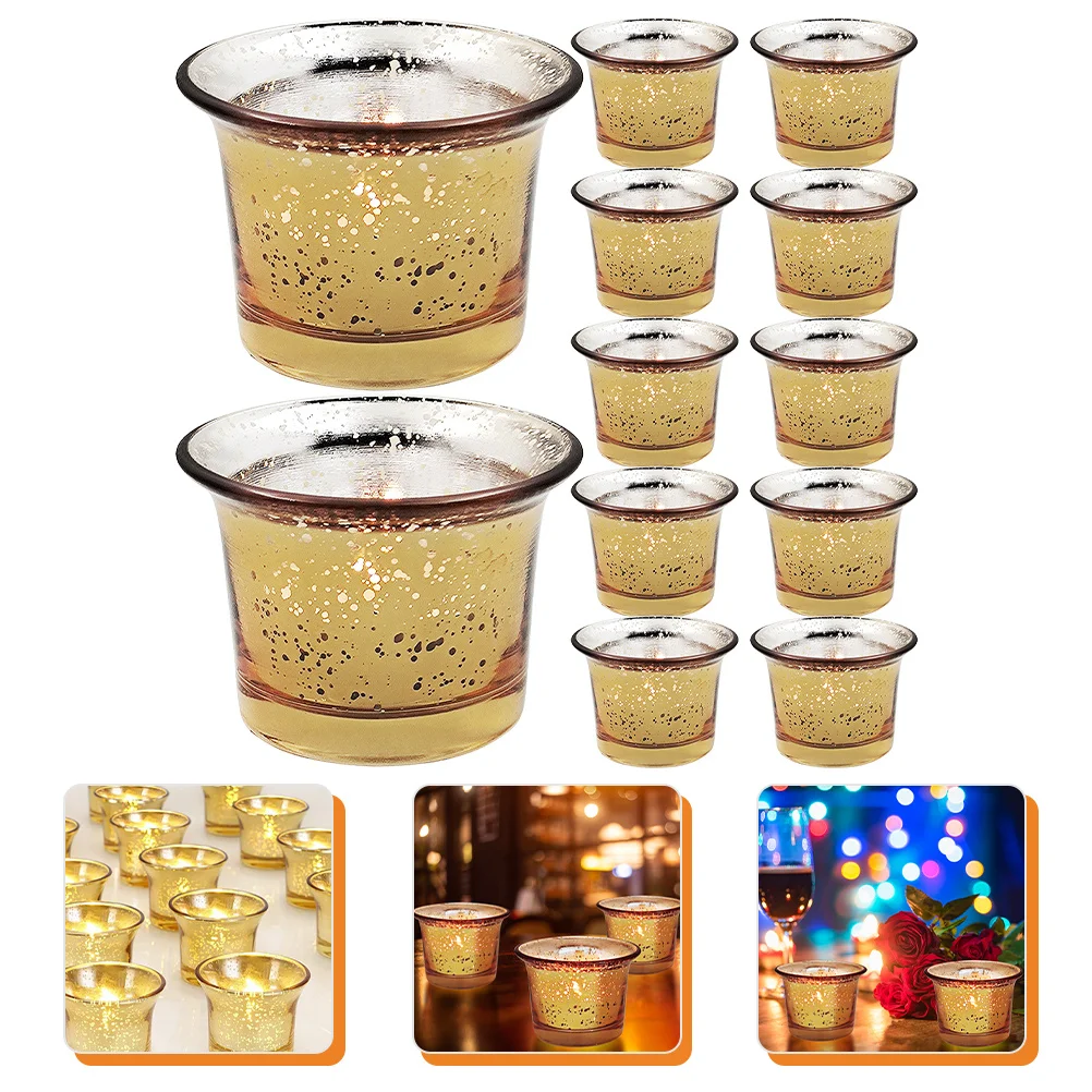 

12Pcs Decorative Cups Glass Tealight Holder Compact Lightweight Portable for Home Party Wedding Holiday Christmas