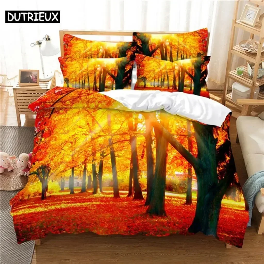 Luxury New 3D Print Green Forest Bedding Set Duvet Cover Set 3d Bedding Digital Printing Bed Linen Bedding Set Fashion Design