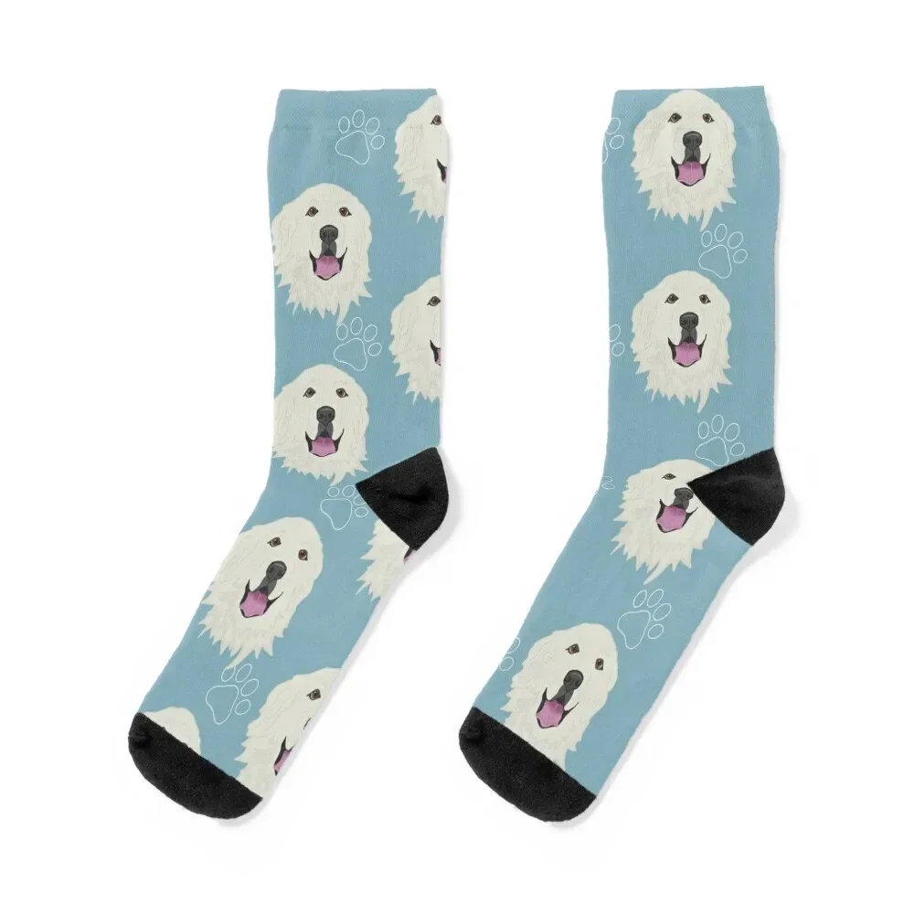 

Great Pyrenees Pattern - light blue Socks gym christmas stocking Stockings man Christmas Designer Man Socks Women's