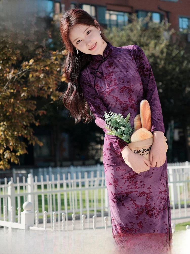 

Весенняя новинка: женское вязаное длинное платье в традиционном китайском стиле от E.Beau, однотонное, художественное, для повседневной носки, поло.