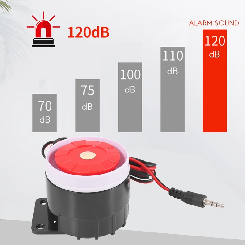 ไซเรนขนาดเล็กแบบมีสายเต็มรูปแบบสําหรับ Home Security Alarm System Horn Siren 120Db 12V