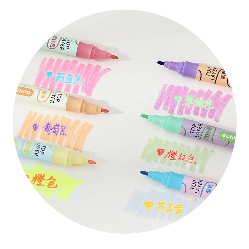 양면 변경 형광펜 세트, 학생 일기 스크랩북 그림 DIY 만들기, 학교 카와이