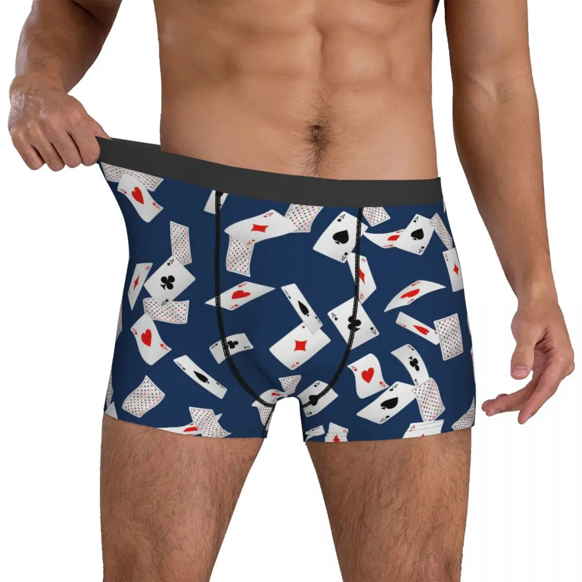 Poker Seamless Pattern Boxer Brief Underwear Trenky Men Elastic Trunk Printed Large Size Panties